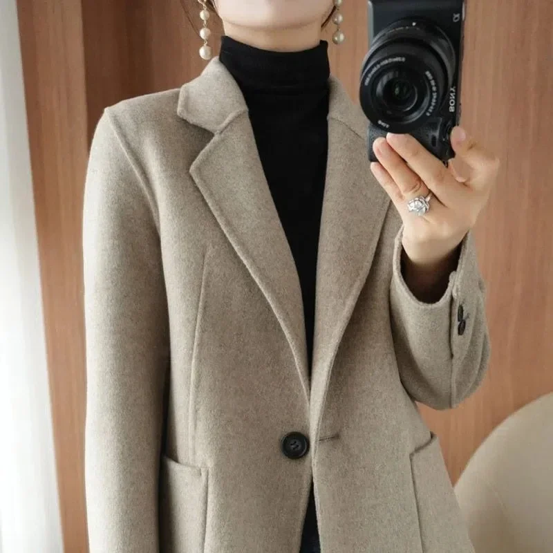 

Pop Pop Autumn And Winter Wool Jacket Womens Clothing Short Woolen Coats Slim Wild Elegant Female Korean Outerwear Thick Blazer