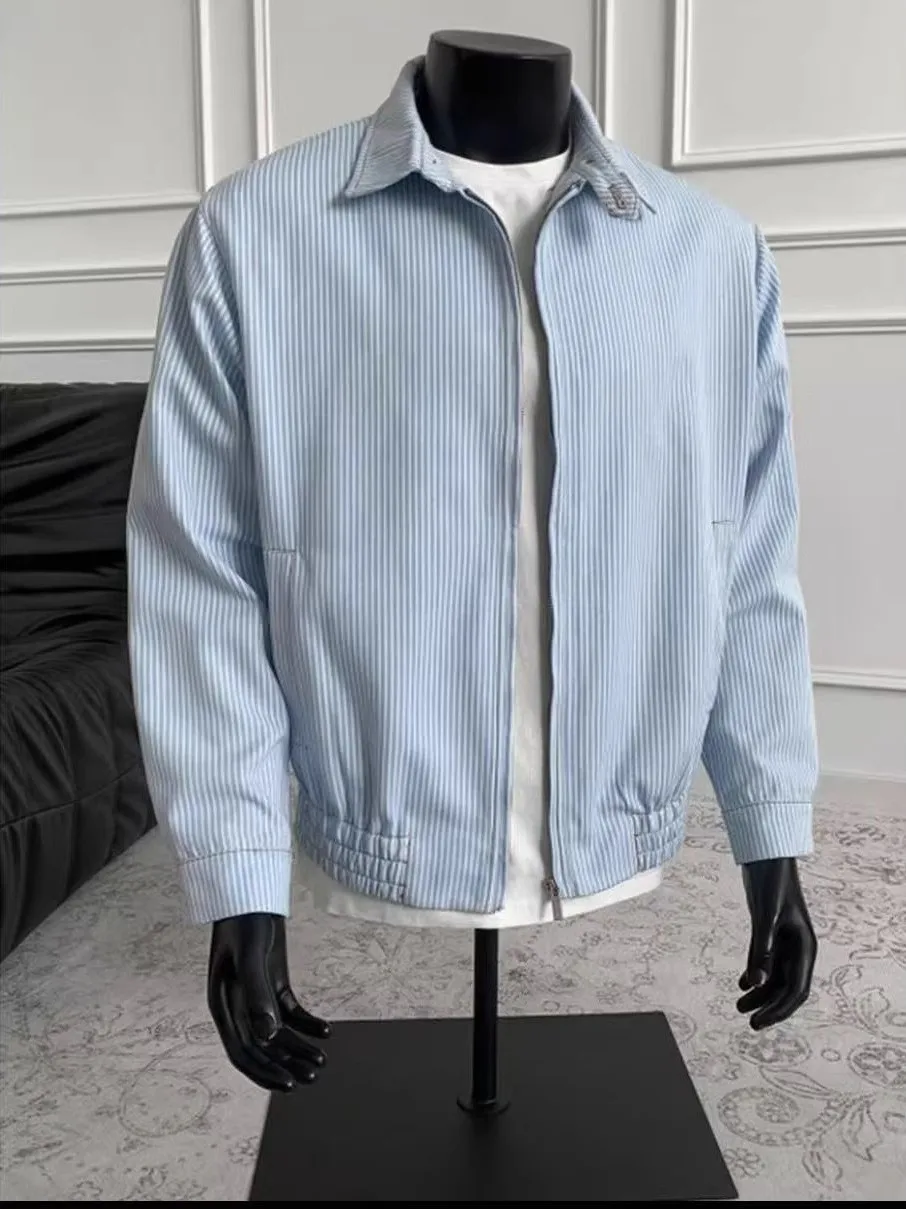 

Cleanfit Men's ort Svel irt Jaet Striped Collarl Baseball Sle Autumn Faion Outerwear Casual Loose Fit Cotton