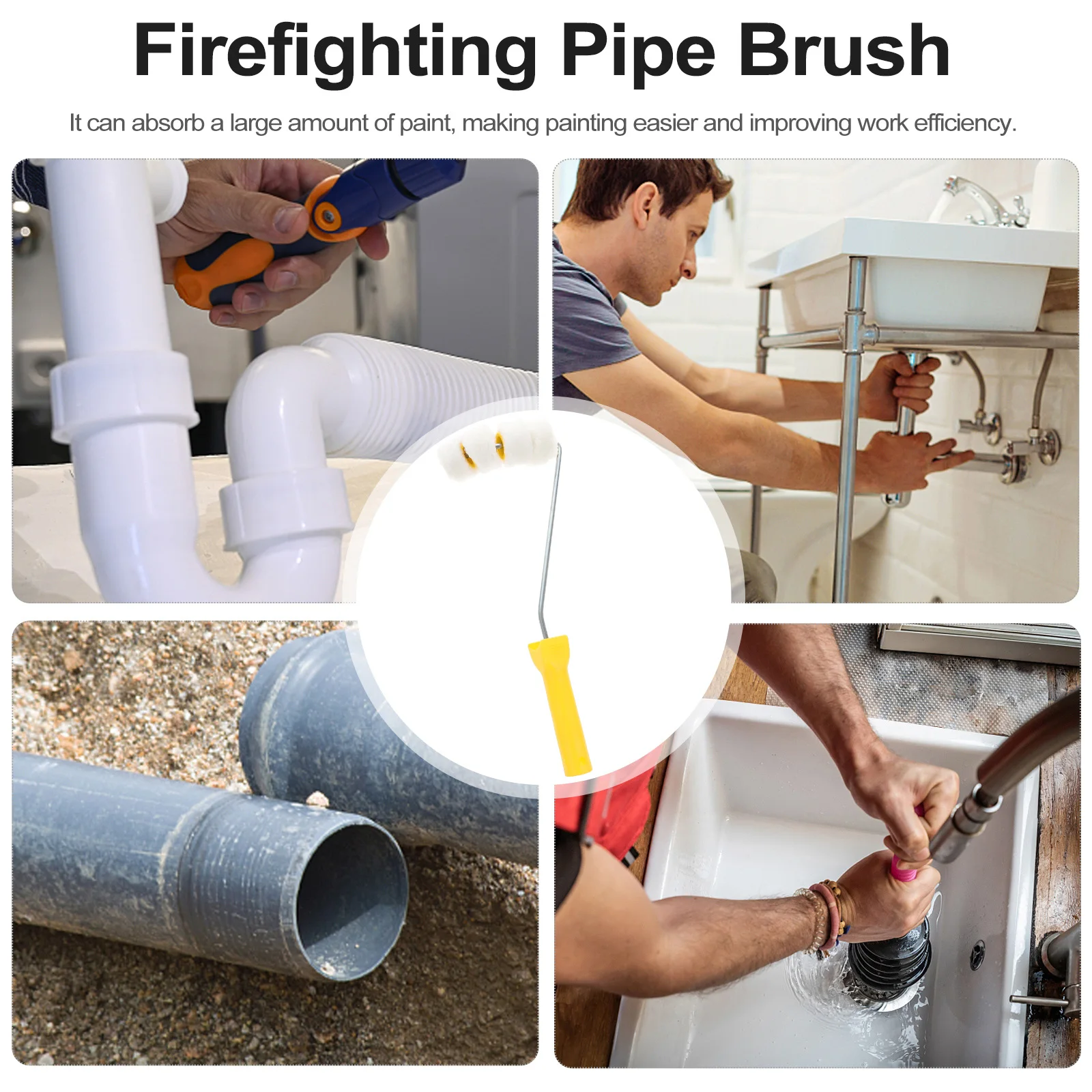

Paint Roller Brush For Wall Pipe Painting Lightweight Durable Fiber Reusable Portable Household Pipe Paint Roller Wall