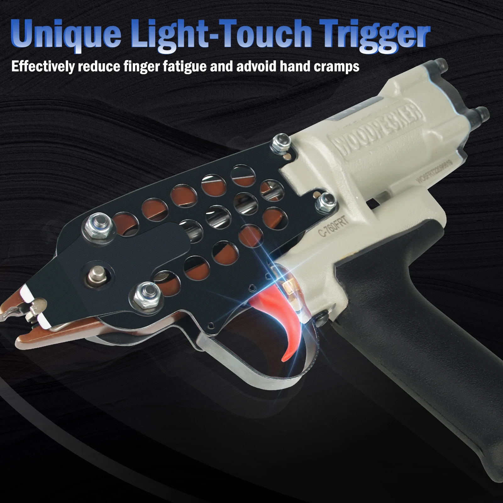 

Woodpecker # C-760FRT 16 pneumatic pigsty nail gun, new generation adjustable speed 1/2 inch inner crown pneumatic C-type nail