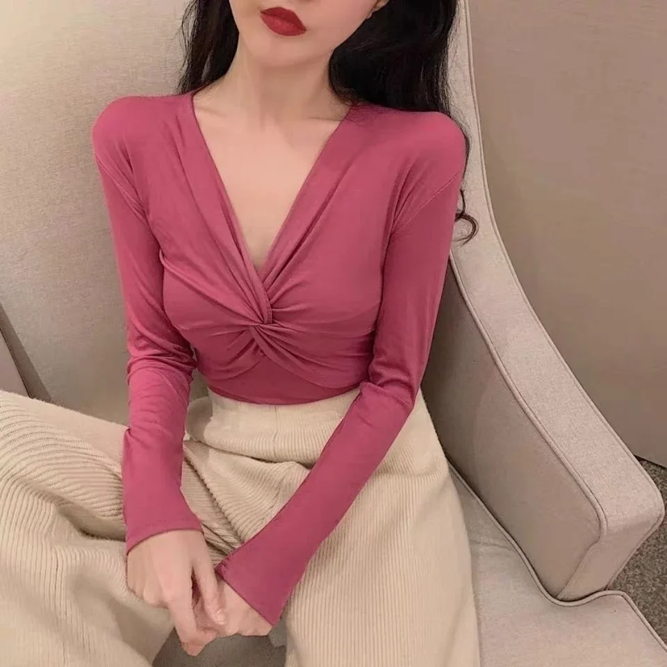 

Women's Long Sleeve Shirt Blusas Clothes for Women Tops Shirts Blouses 2025 Top Sexy V-neck T-shirt