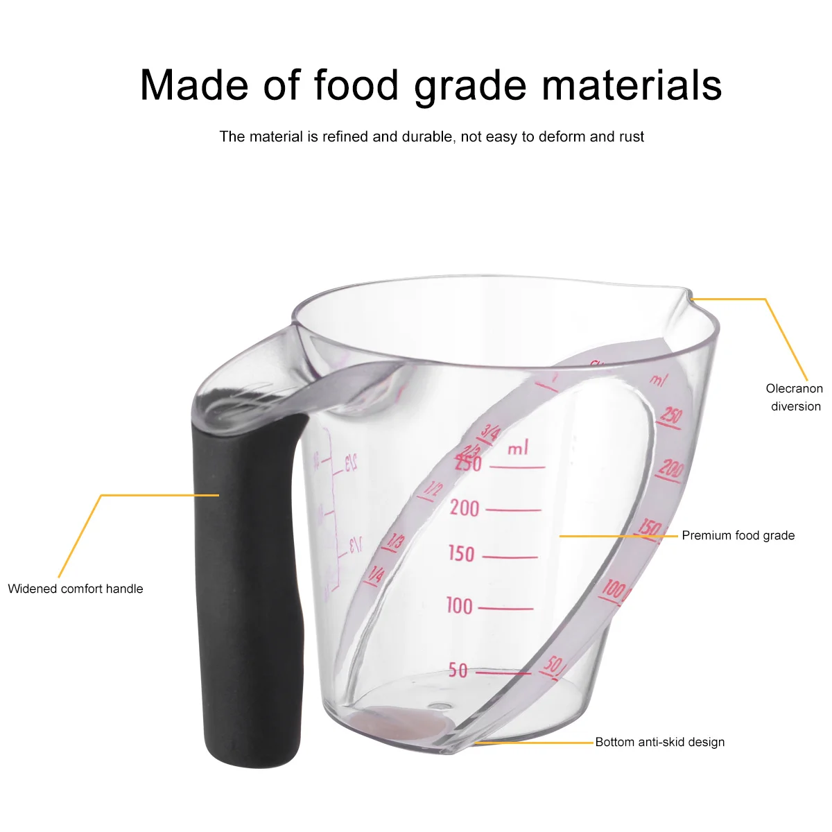 

1pc 250Ml Plastic Measuring Transparent Graduated Liquid Container For Baking Cooking Kitchen Measuring Cup Plastic Water Cup