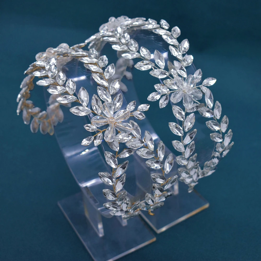 DZ002 diademas de boda con diamantes de imitación para novias, Tiaras hechas a mano, tocados nupciales plateados, tocado de boda de cristal, Tiaras de fiesta