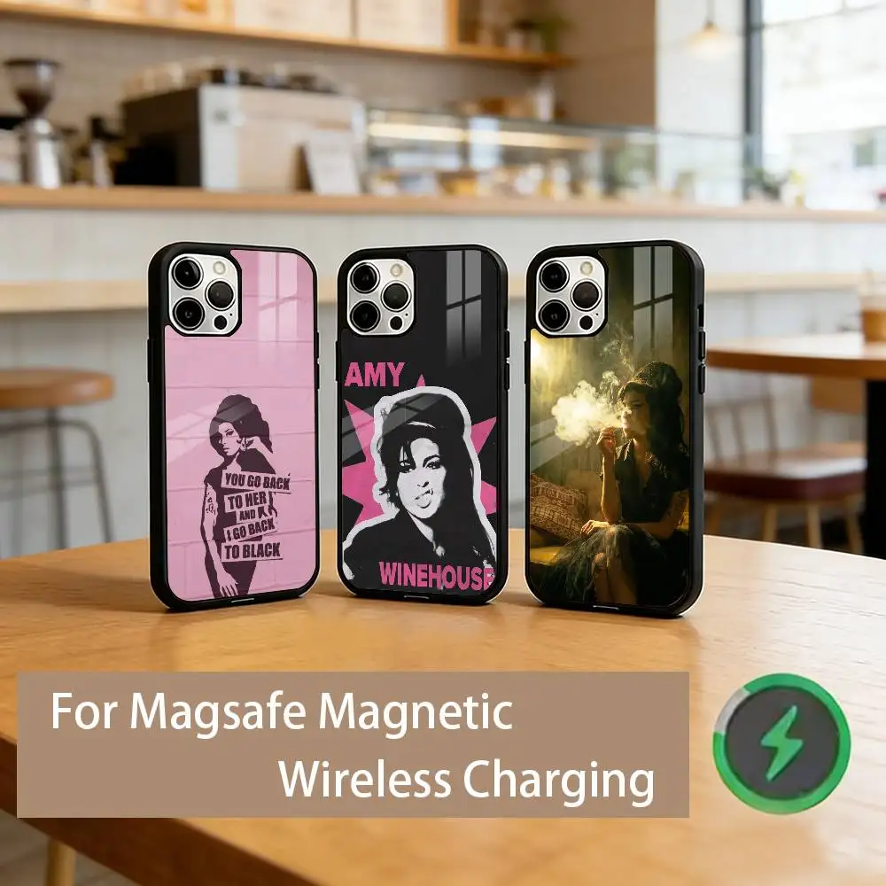 

Singer A-Amy W-Winehouse Phone Case For iPhone17,16,15,14,13,12,11 Plus,Pro Magnetic For Magsafe Wireless Charging