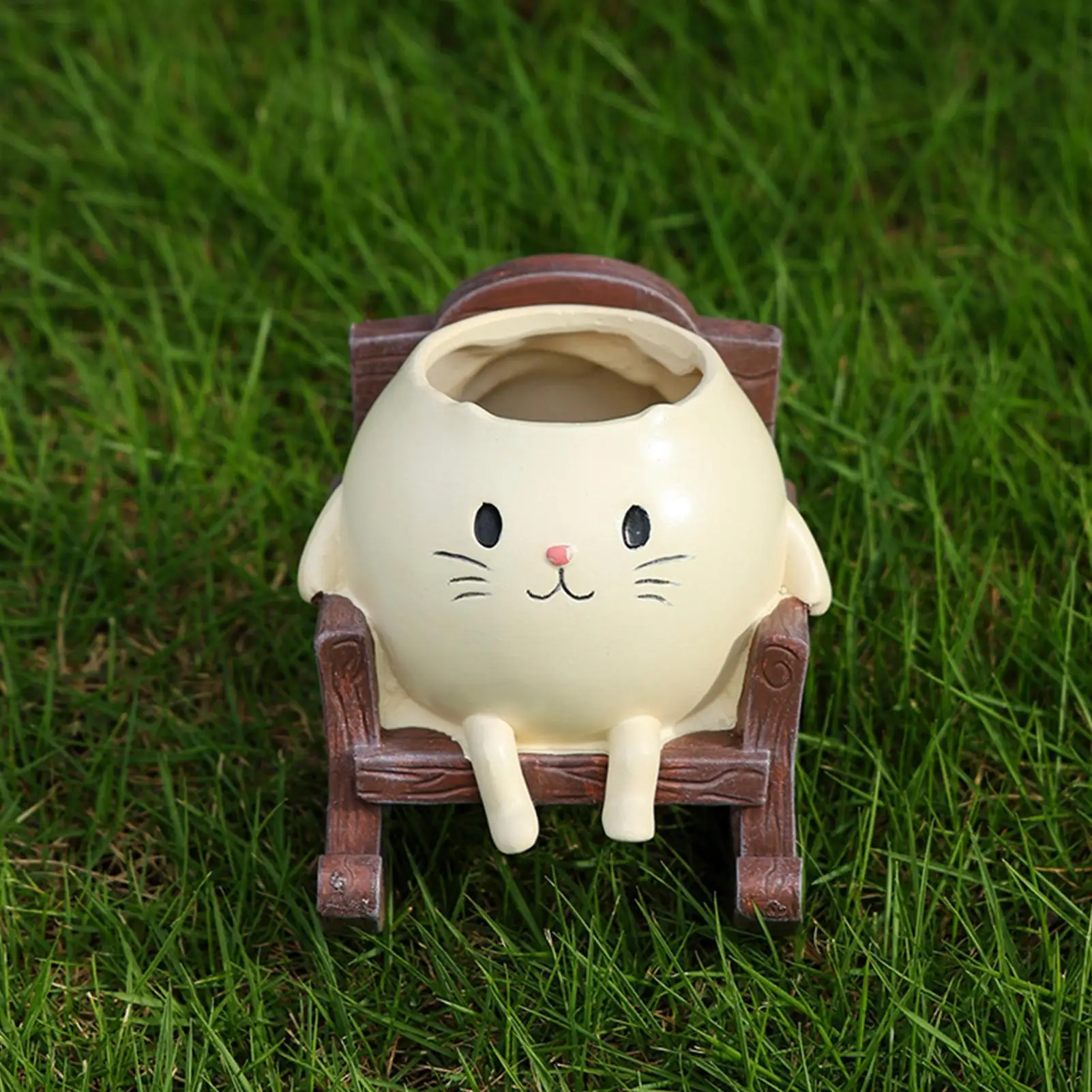 Cute Plant Pots Cat Rocking Chair Resin Outdoor Flower Pots Adorable Plant Containers For Window Sill Outdoor Balcony Living