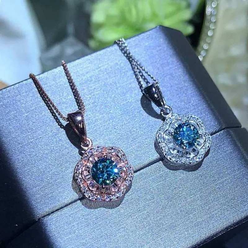 SACE GEMS D VVS1 0,5 ct naszyjniki z wisiorek diamentowy moissanitu dla kobiet błyszczące wesele biżuteria GRA S925 Sliver naszyjnik