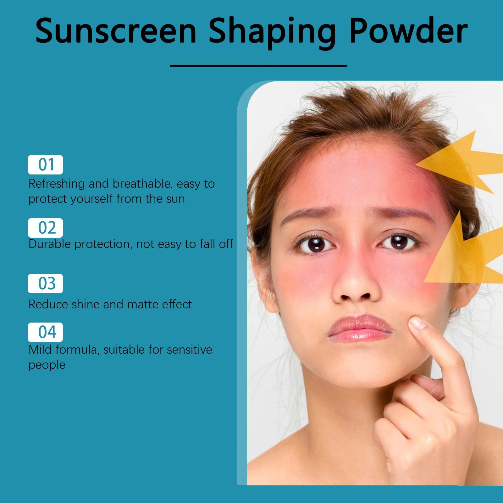 Hoygi SPF50 Mineral Sunscreen Shaping Powder Oil Control Matte Pore‑Covering Lightweight Mild Face Makeup Setting Loose Powder