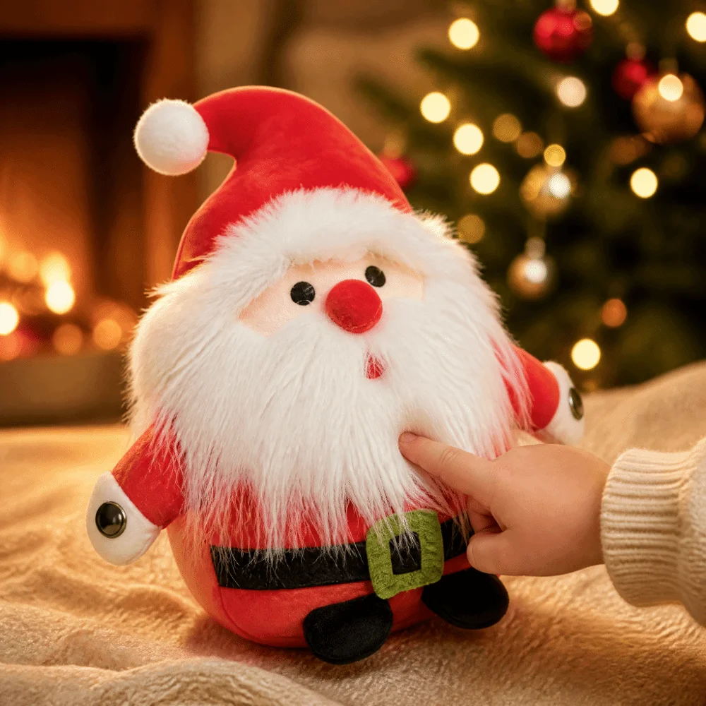 Soft Plush Material Santa Claus Plush Toy Beat Piano Design Sound Effects Interactive Stuffed Doll Kid Friendly Body Induction