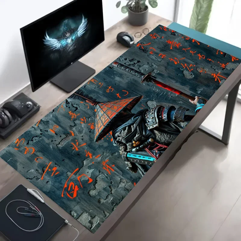 

Japanese Samurai Table Mat Large Warrior Mouse Pad PC Table 90x40CM Gaming Carpet Office Mini Computer Laptop Game Red Mousepad