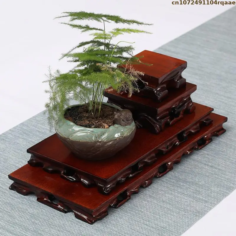 Standing Flower Wooden Base Bonsai Plant Shelf Flower Pot Sorting Table Log Lathe Flower Pot Tea Set Display Rack Plant Scaffold