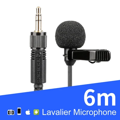 Relacart LM-P01 3.5mm 6M Clip-on Mini Lavalier Microphone Recording Condenser Interview Mic VS BY-M1 for Camera Smartphone