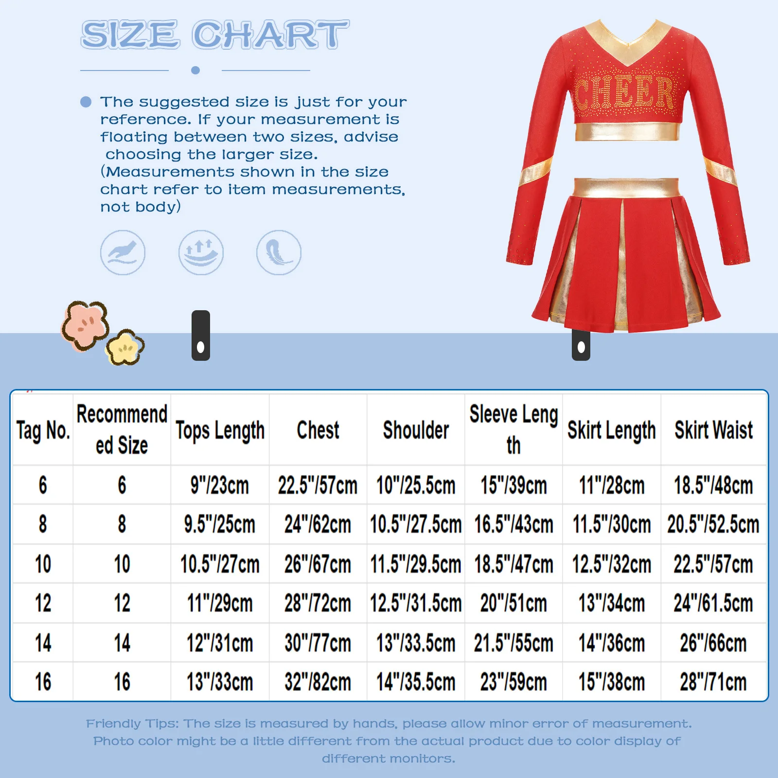 Kids Girls Cheerleading Dance Outfits Cheerleader Gymnastics Costume Rhinestone Letter Print Long Sleeve Crop Top with Skirt Set