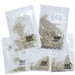 SS3-ss8 1440pcs 클리어 크리스탈 AB 골드 3D 비 핫픽스 플랫 백 네일 아트 라인 석 장식 신발 및 춤 장식