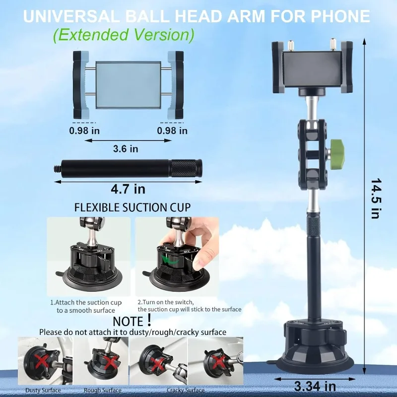 Car Phone Holder Windscreen Mount,Dashboard Phone Holder, Strong Suction Cup Phone Mount ,360ยฐMobile Phone Holder for Windshield