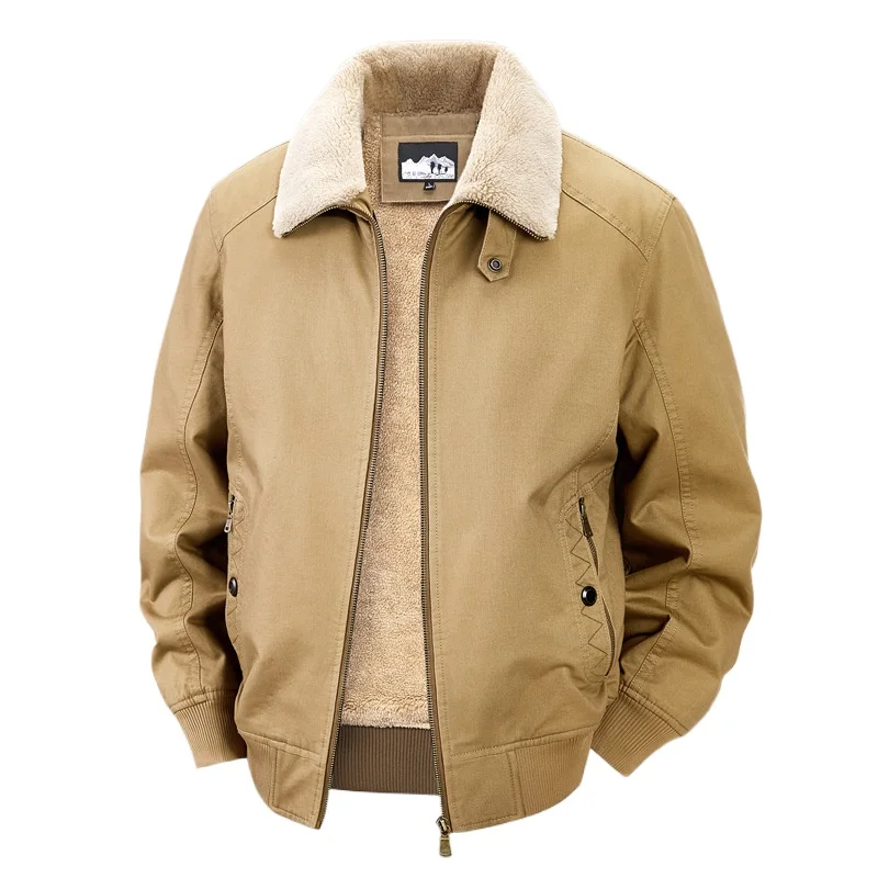 

Мужская демисезонная куртка из стираной ткани, утепленная флисом, с начесом из овечьей шерсти, повседневная теплая рабочая куртка