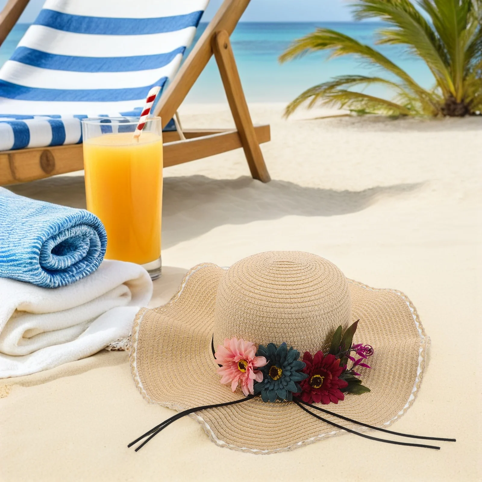 

Outdoor Wide Brim Straw Sun Hat Foldable Lightweight Uv Protection Breathable Beach Vacation Hat for Travel Hiking Poolside