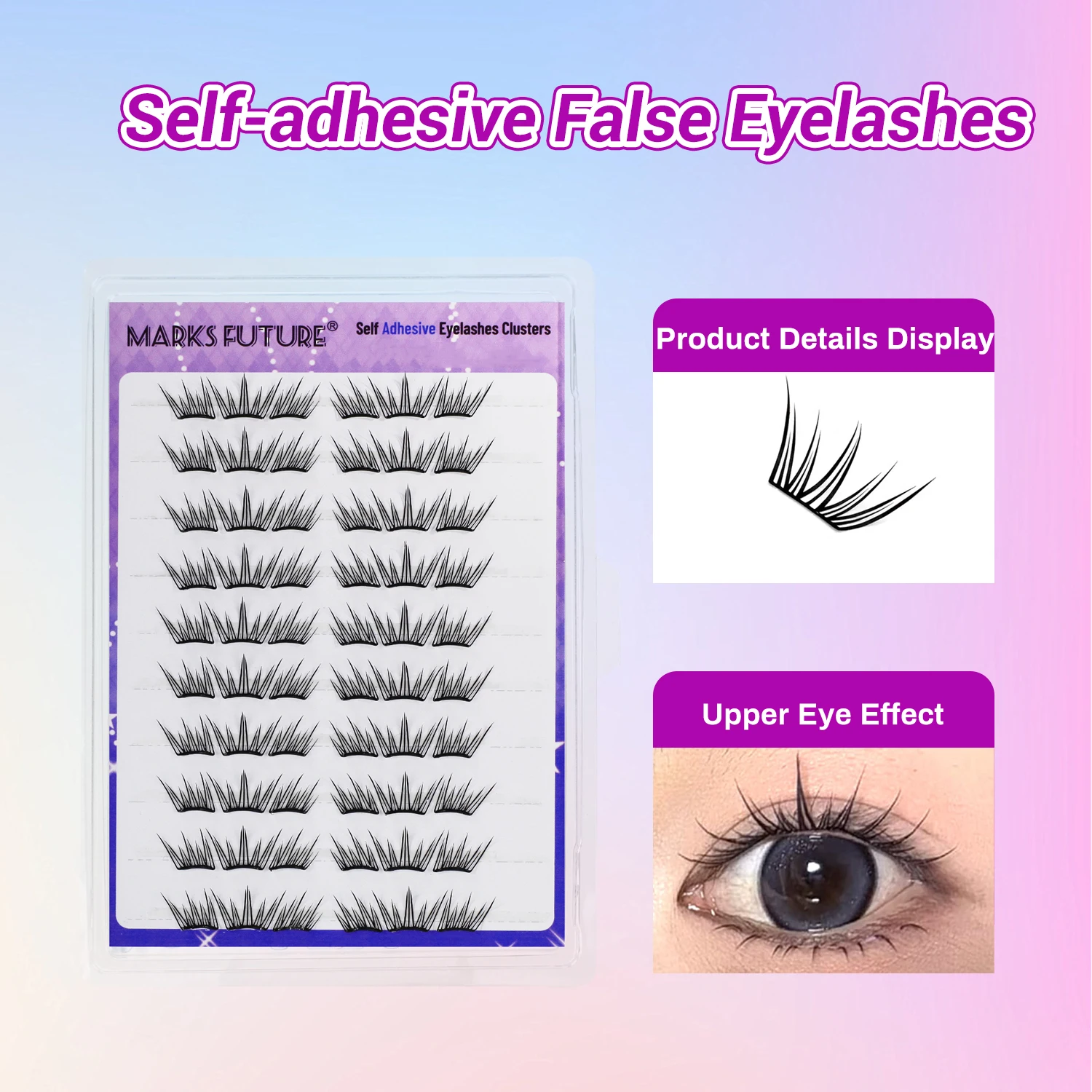 60 Pieces of Glue-Free False Eyelashes, Natural Style, Devil Fish Scale Segmented Eyelashes, C Curl Single Cluster, Thick Style for Beginners, False Eyelash Clusters, Single Strand False Eyelashes, False Eyelashes