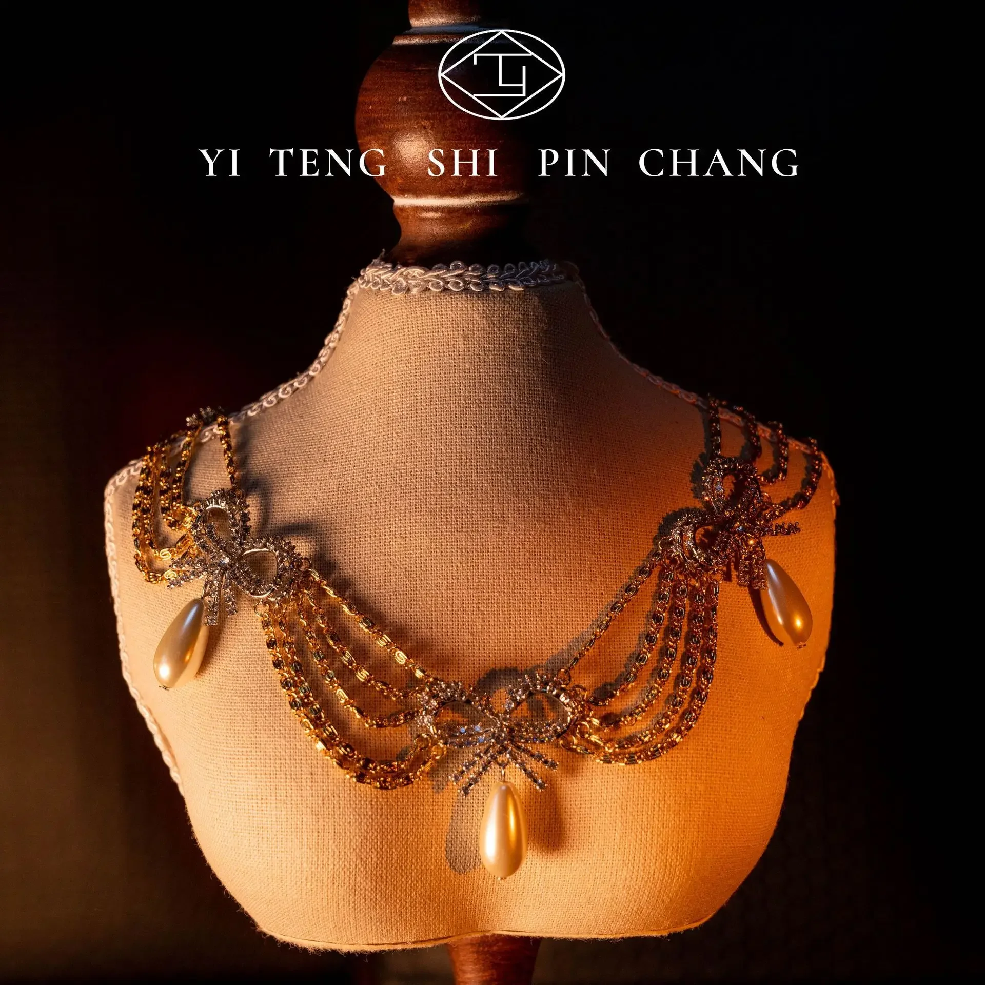 

Independent authorization, medieval vintag copper gold-plated full of zircon French elegant national style Shijia pearl necklace