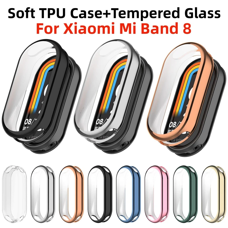 Soft TPU Protective Cover For Xiaomi Mi Band 8 Full Screen Protector Frame Bumper Shell for Xiaomi Miband 8 Watch Accessories