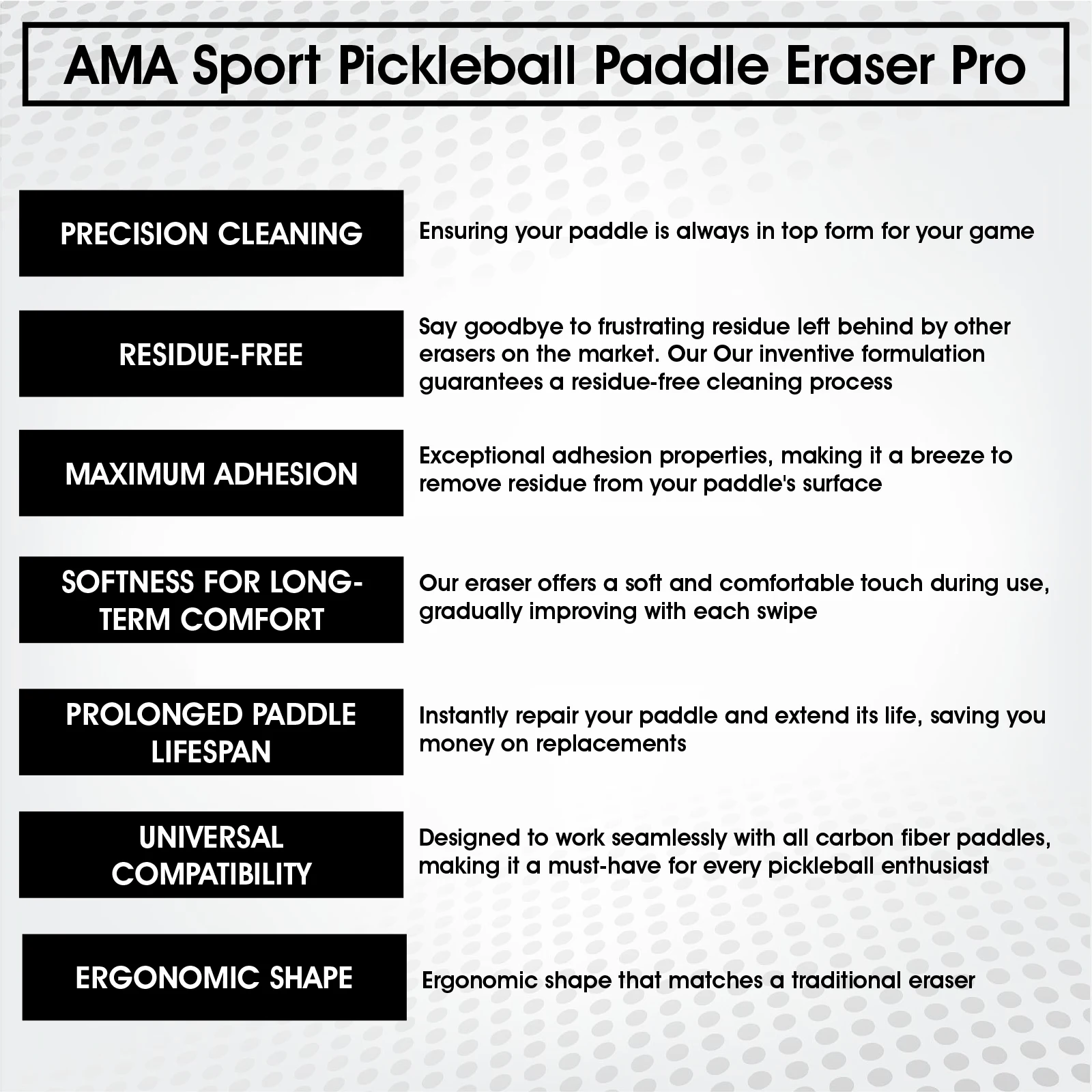 AMASPORT Pickleball مجداف ممحاة المطاط الأنظف محو البقع والخدش دائم فعالة تنظيف مضرب كرة المخلل الملحقات