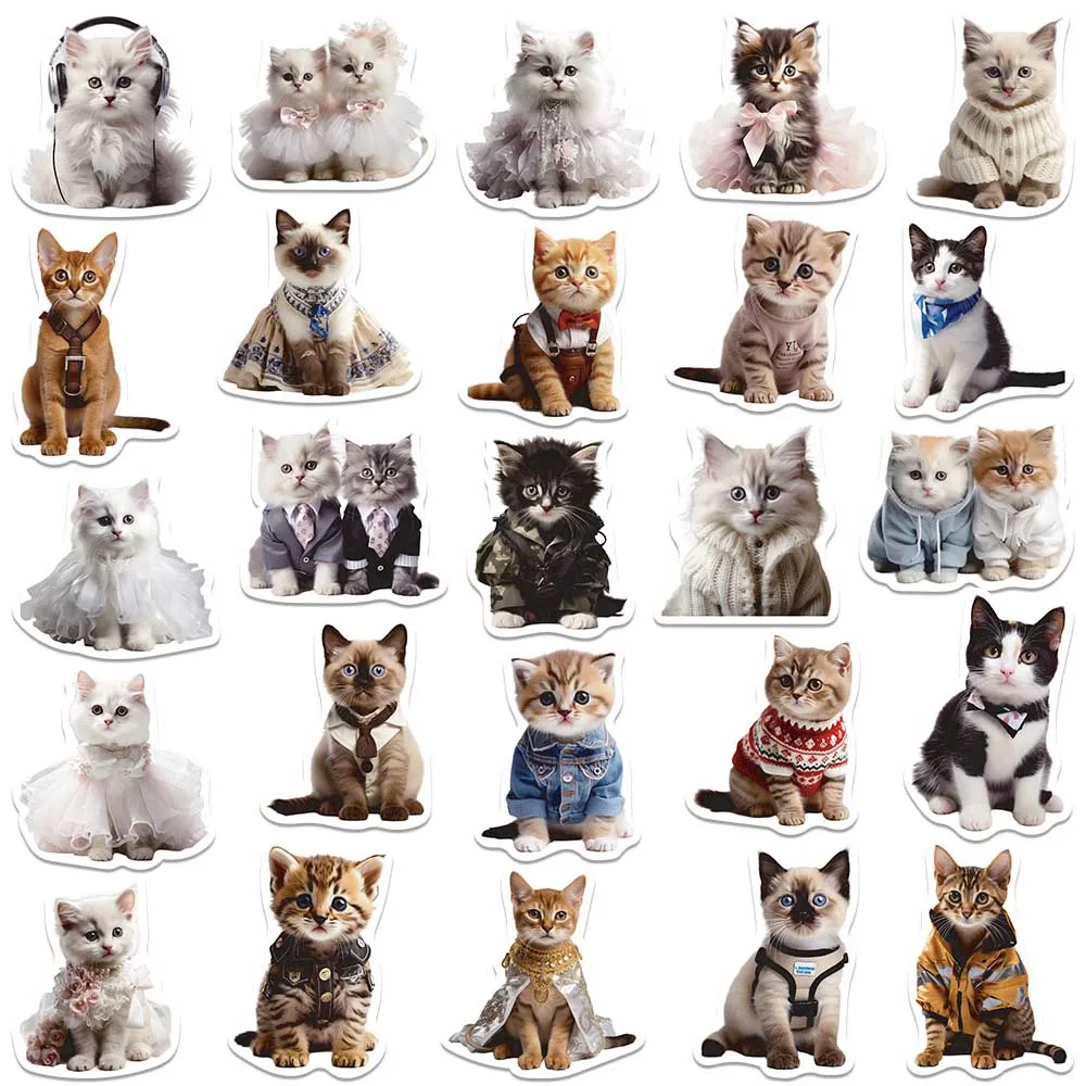 50pcs Cute Kids Stickers Funny Animal Cats Stickers For Laptop Water Bottle Luggage Diary Phone Waterproof Graffiti