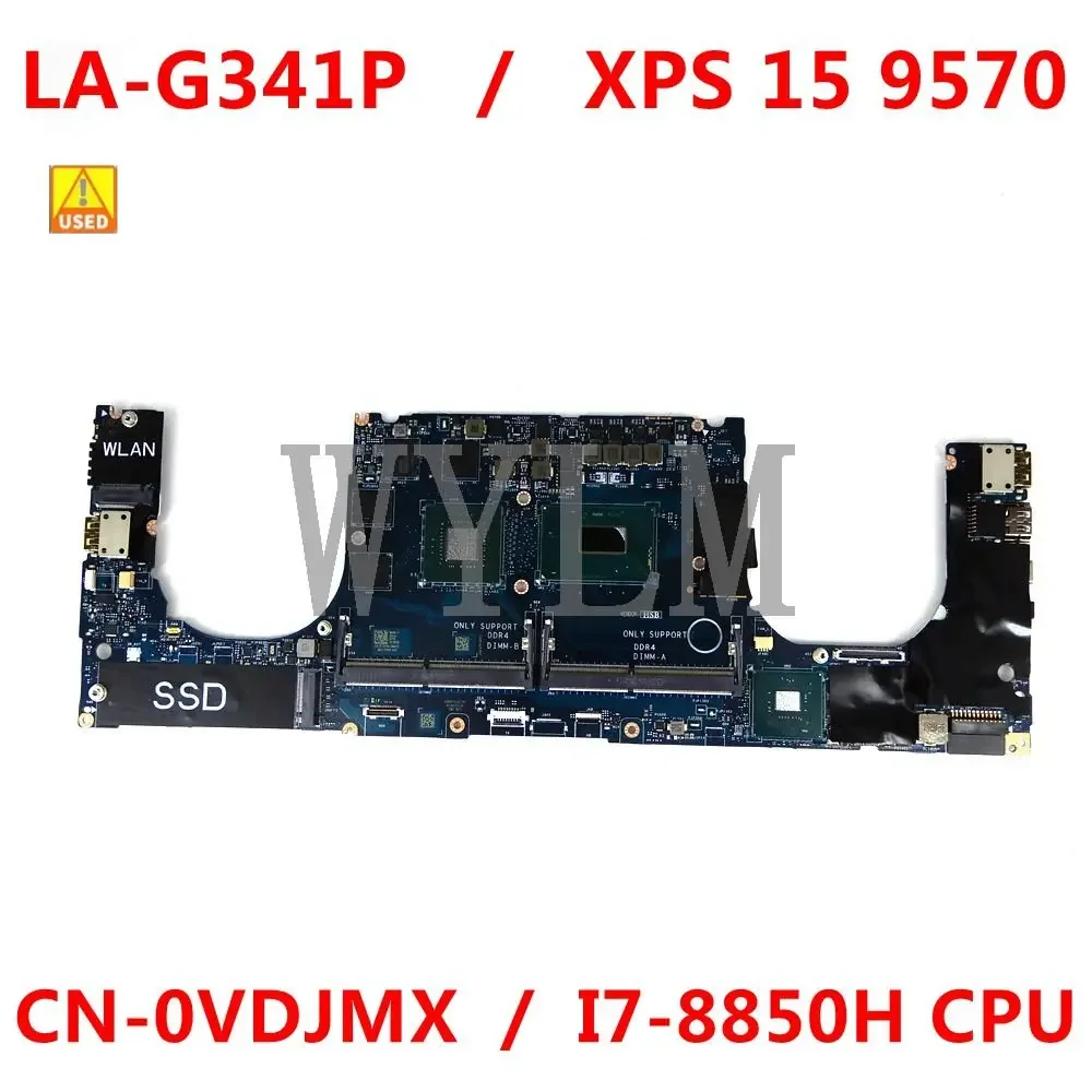 For Dell Precision 5530  Motherboard CN-0VDJMX 0VDJMX VDJMX DDP00/DDB00 LA-G341P With SR3YZ I7-8850H CPU P1000 100% Workin Used