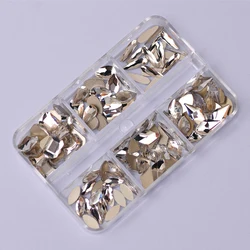 6 Grids/Box Mixed Shapes Clear Nail Rhinestones Nail Charms Accesories Flat Bottom Glitter Gems DIY Nails Art 3D Decoration