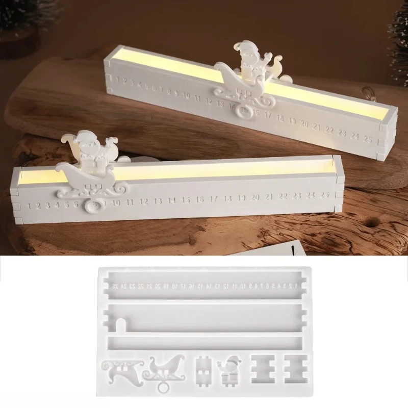 Kalender Nummer Advent Countdown-Tablett Gips Silikonform Weihnachtsmann Digitales Zeichen Kerzenhalter Dekoration Harzform Handwerk