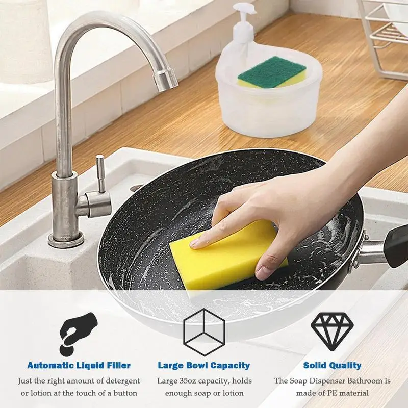 Soap Dispenser Bowl Kitchen Washing Up Liquid Dispenser 2 In 1 Washing Up Liquid Dispenser With Sponge Dish Soap Dispenser And