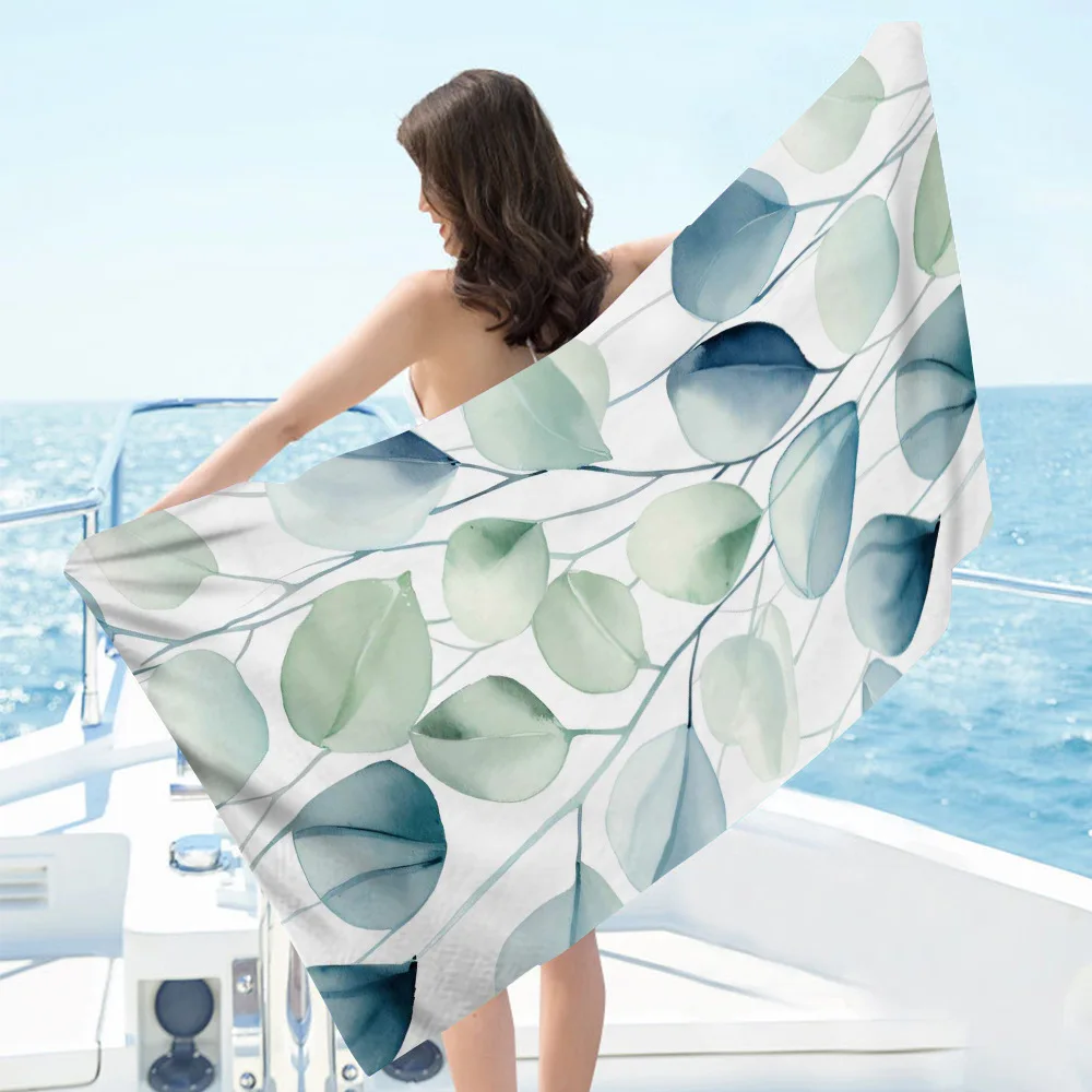 

Plant print patterns digital-printed polyester Superfine fiber double-sided fleece Beach vacation bath towel, beach towel