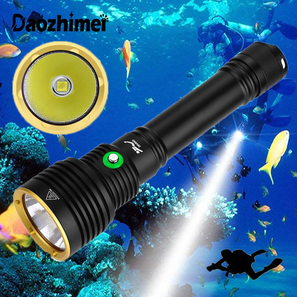 

4000LM Diving Torch XHP70 White /Yellow light 5 mode Dive Lantern Scuba Headligh IPX8 Underwater Waterproof 26650 Tactic Lamp