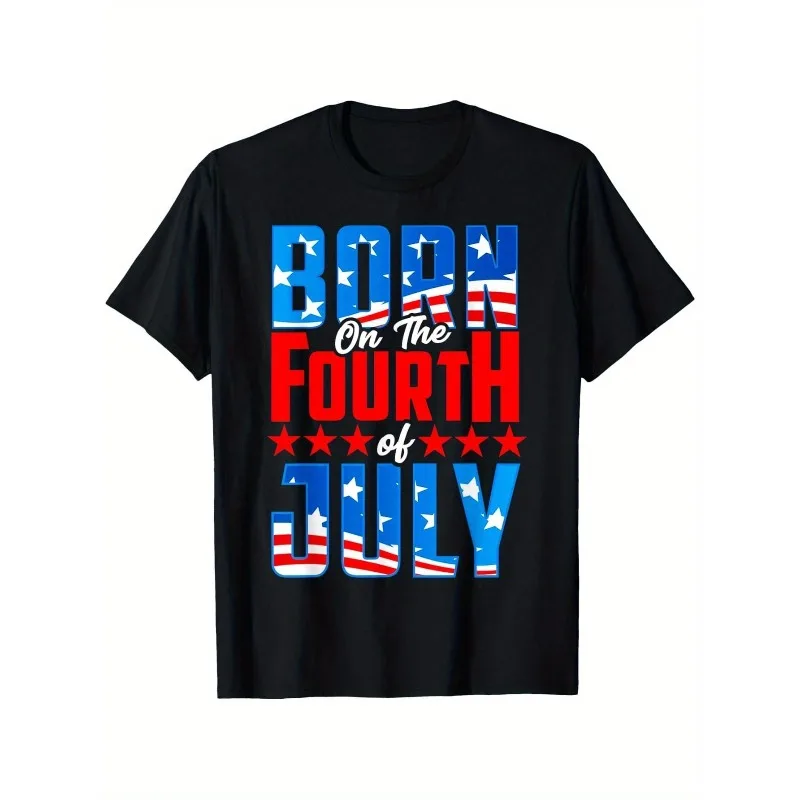 

USA July 4th Birthday Shirt American Flag Independence Day T Shirt for Men Patriotic Red White Blue Stars Gift Tee