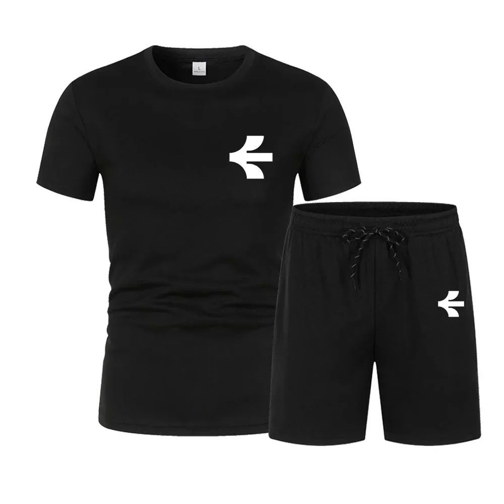 

Летние мужские комплекты в корейском стиле: спортивный костюм с коротким рукавом, футболка + шорты, мужской повседневный костюм.