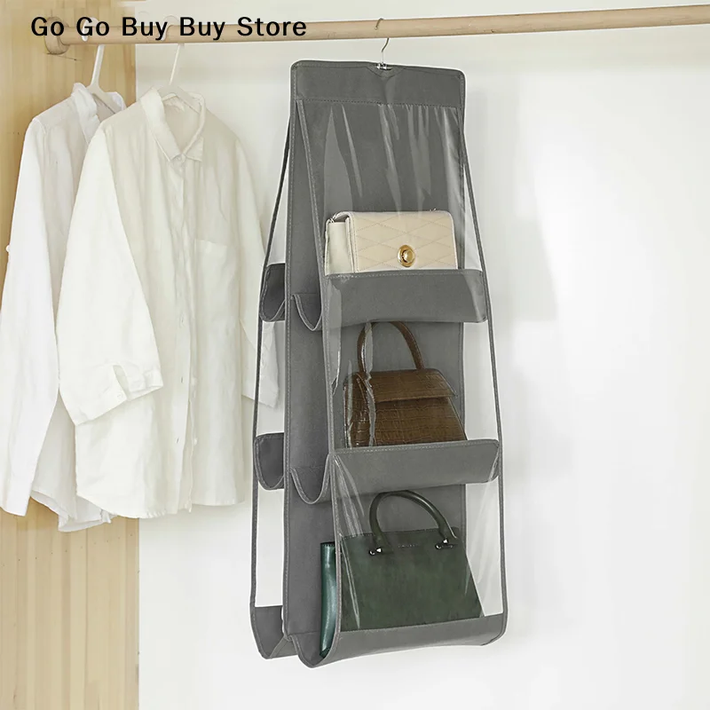 6/8 Grid Handbag Hanging Organizer Multi-layer Foldable Dustproof Oxford Cloth Handbag Storages Bags For Family Closet Bedroom