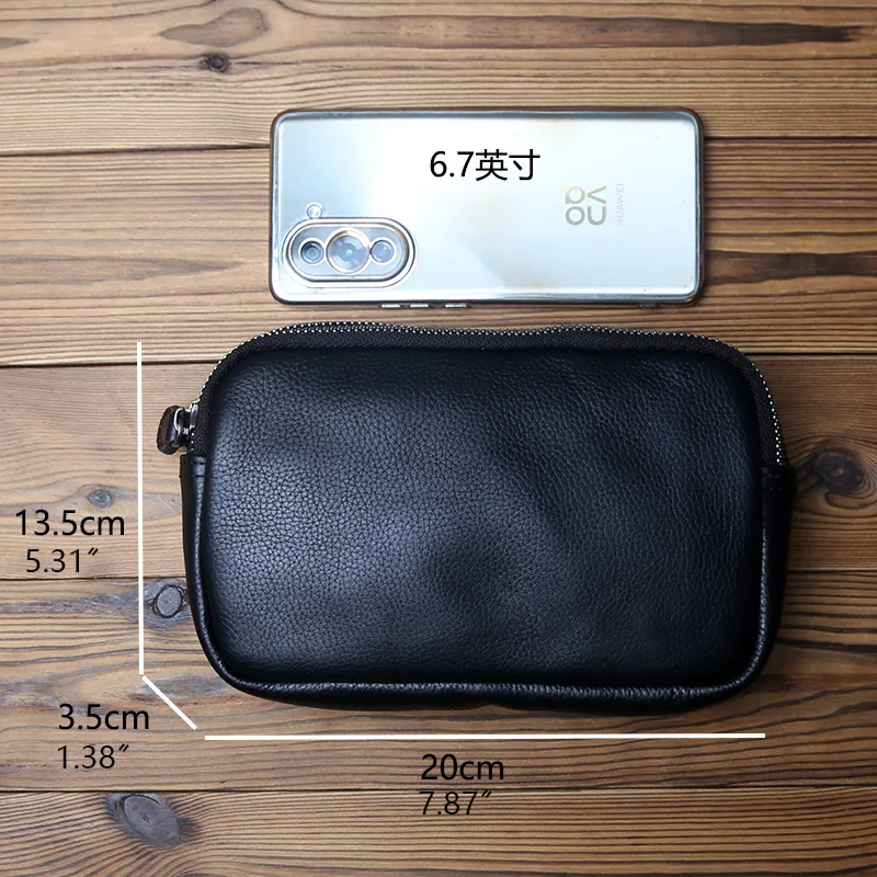NZPJ Herren-Brusttasche aus echtem Leder, Umhängetasche aus natürlichem Rindsleder, lässige Umhängetasche, sportliche multifunktionale Handy-Hüfttasche – Detail 2