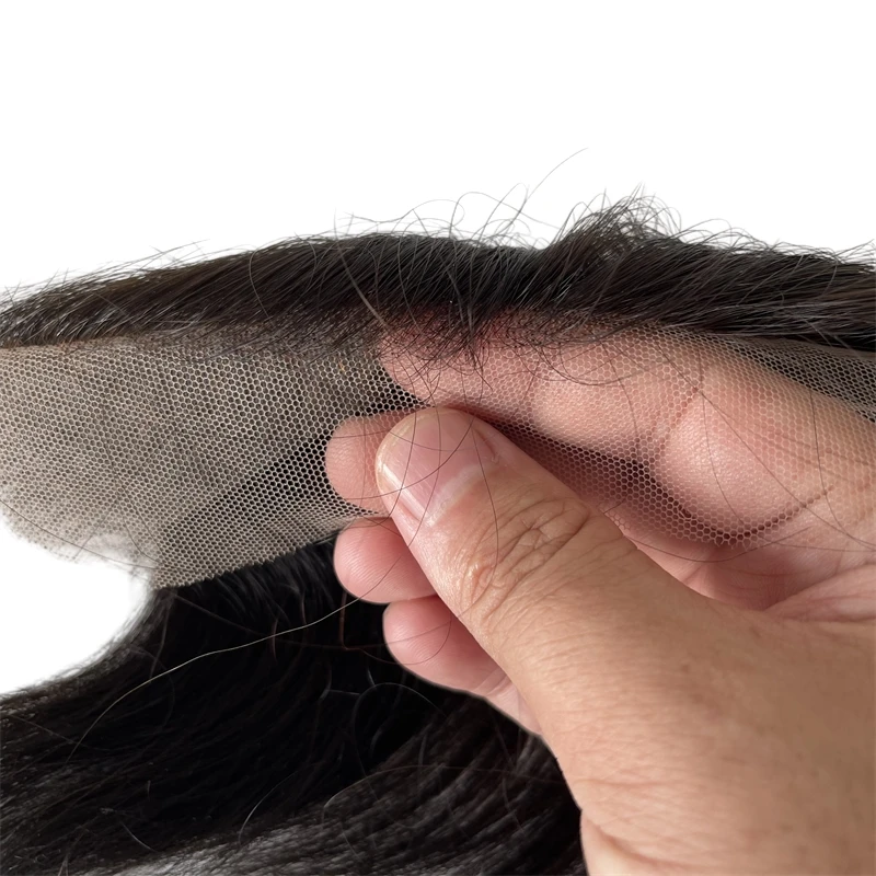 Substituição brasileira do cabelo humano da virgem para homens, linha reta sedosa, linha fina completa do laço, preto, 4x18 cm, #1