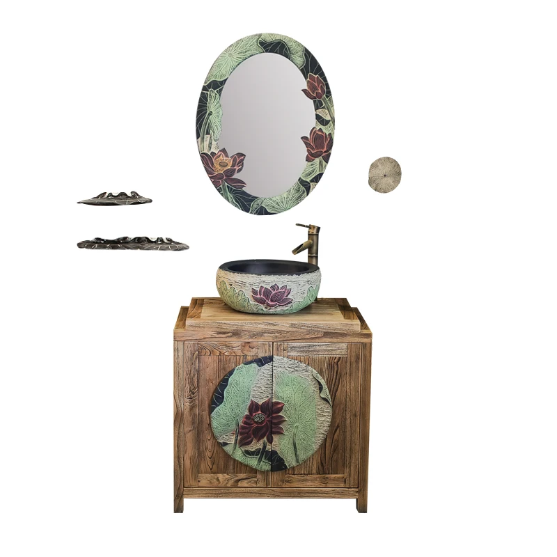 

New Chinese bathroom cabinet, washbasin, washbasin cabinet, simple modern washbasin, antique art