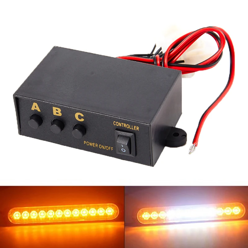 Universal LED Strobe Flash Light LED Strobe Light Host Flashing 3 Modes Controller Box For DC12V Car Truck