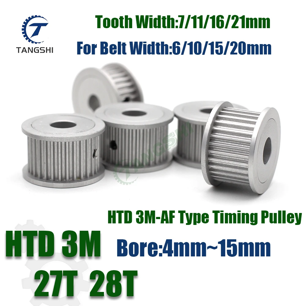

HTD 3M 27 Teeth 28 Teeth Timing Pulley Bore 4mm~15mm For Belt Width 6/10/15/20mm Synchronous Wheel HTD 3M 27T 28T Belt Pulley