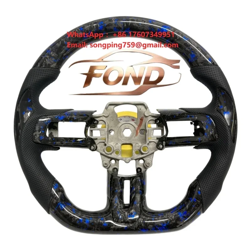 Custom BlueForged Carbon Fiber Sports Steering Wheel for Ford Mustang 2015 2016 2018 2019 2020 2021 2022 2023