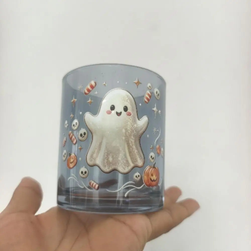 Gothic Clear Ghost Glass Cup Decorations Cute Funny Wine Glass 2D Pattern Pumpkin Skull Print Halloween Glass Gifts