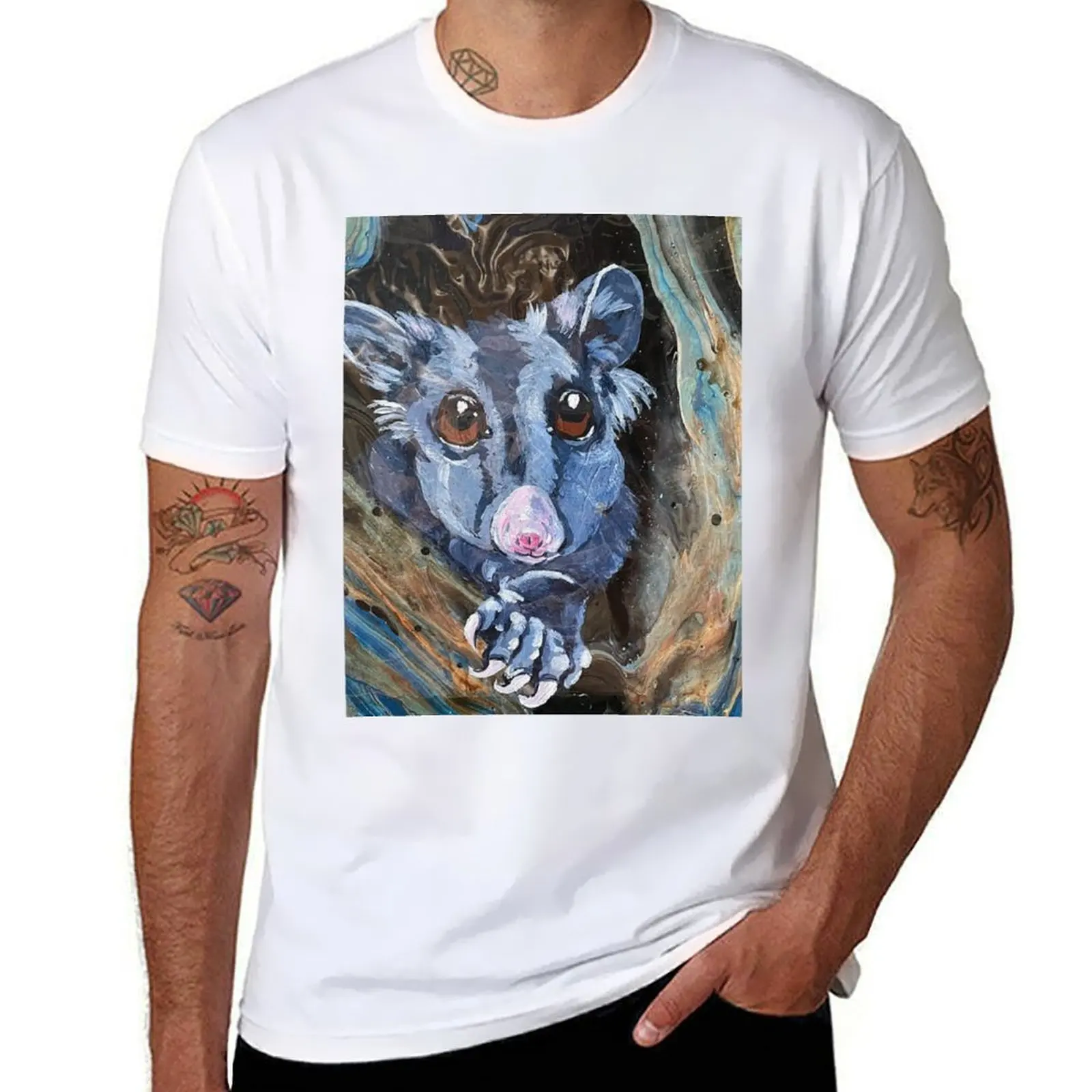 Футболка Peek-a-boo - Possum in a Hollow Tree, повседневная футболка из мягкого хлопка с короткими рукавами