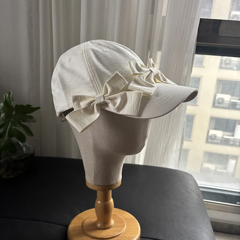 Lovely Bow Baseball Cap Fashion Versatile Girl's Streetwear Cotton Bowknot Hat Adjustable Casual Baseball Hats Spring and Summer