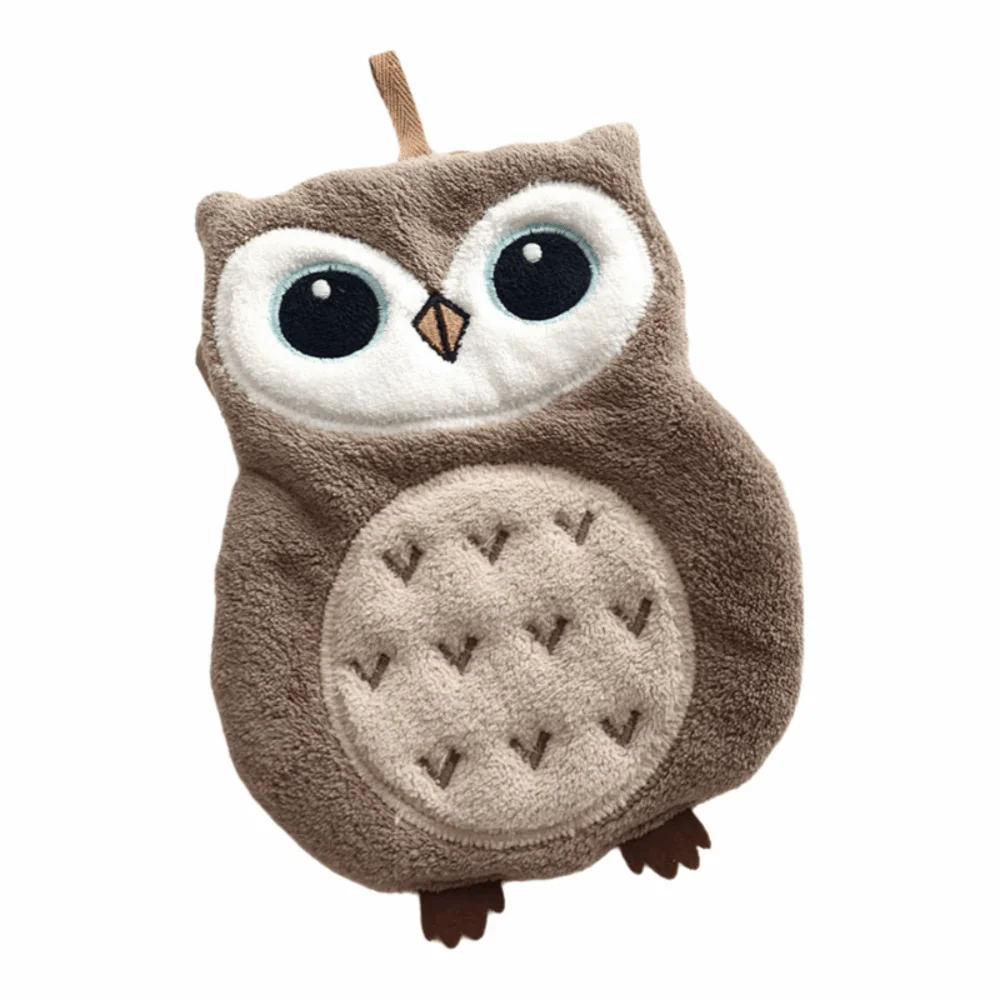 Funny Soft Owl Hanging Towels Cartoon Absorbent Hand Washcloth Lint Free Quick Dry Kitchen Towel Home