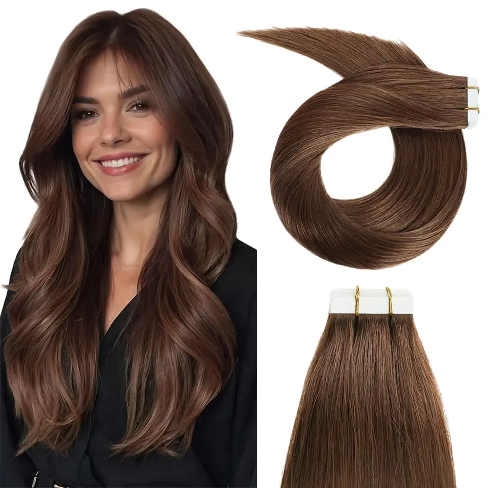 

Накладные волосы на лентах из натуральных человеческих волос # Натуральные волосы Remy, 4 пряди, бесшовные, невидимые, шелковисто-прямые, с густыми концами