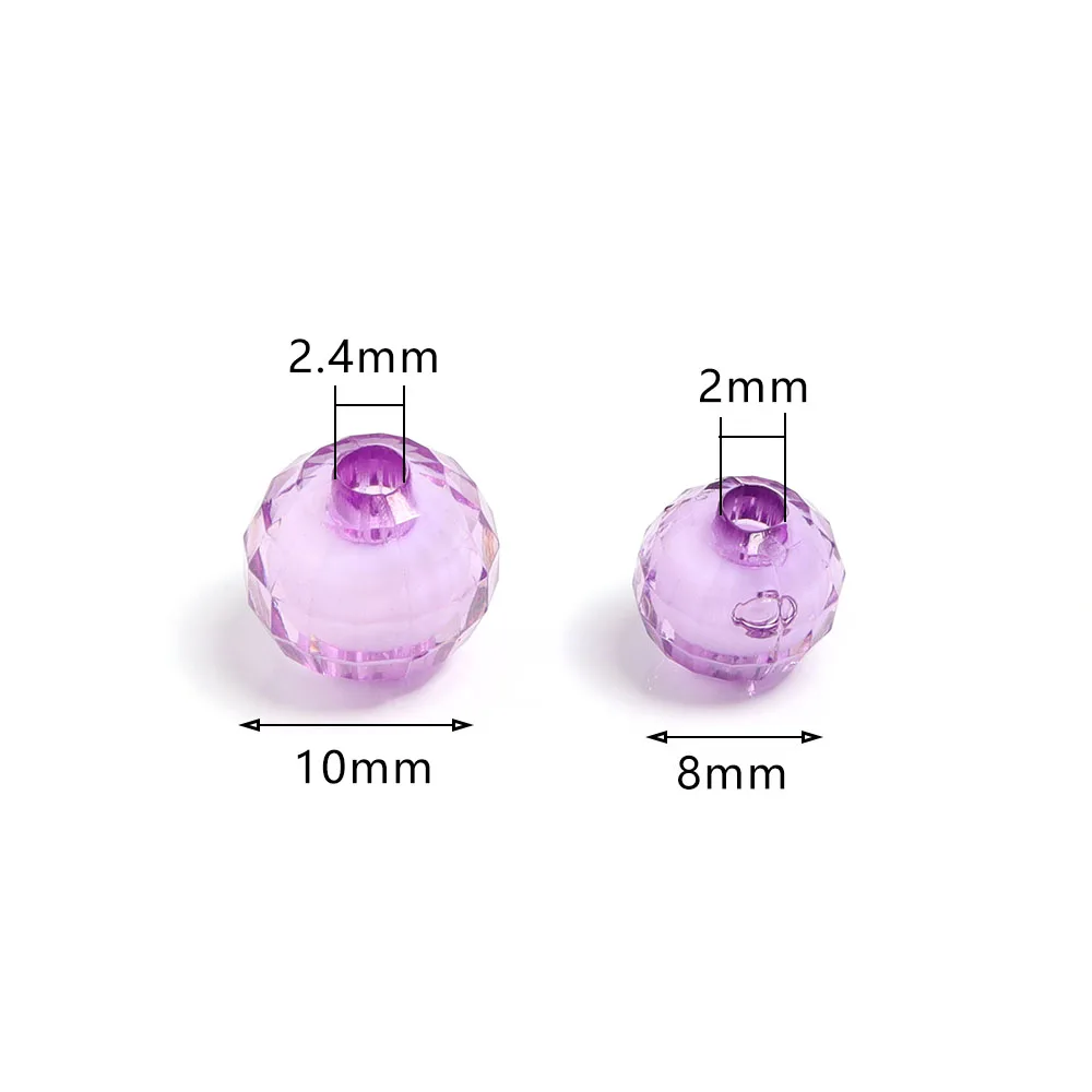 100Pcs 8/10mm Earth Shape Transparent Acrylic Beads Round Colored Spacer Beads For Jewelry Making DIY Bracelet Craft Supplies