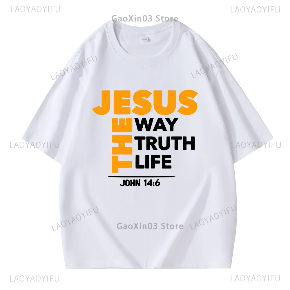 Lustige T-Shirt Frauen Männer Kleidung der Jesus die Art und Weise Wahrheit Leben Buchstaben drucken Tops Hipster Hip-Hop Baumwolle Grafik T-Shirt