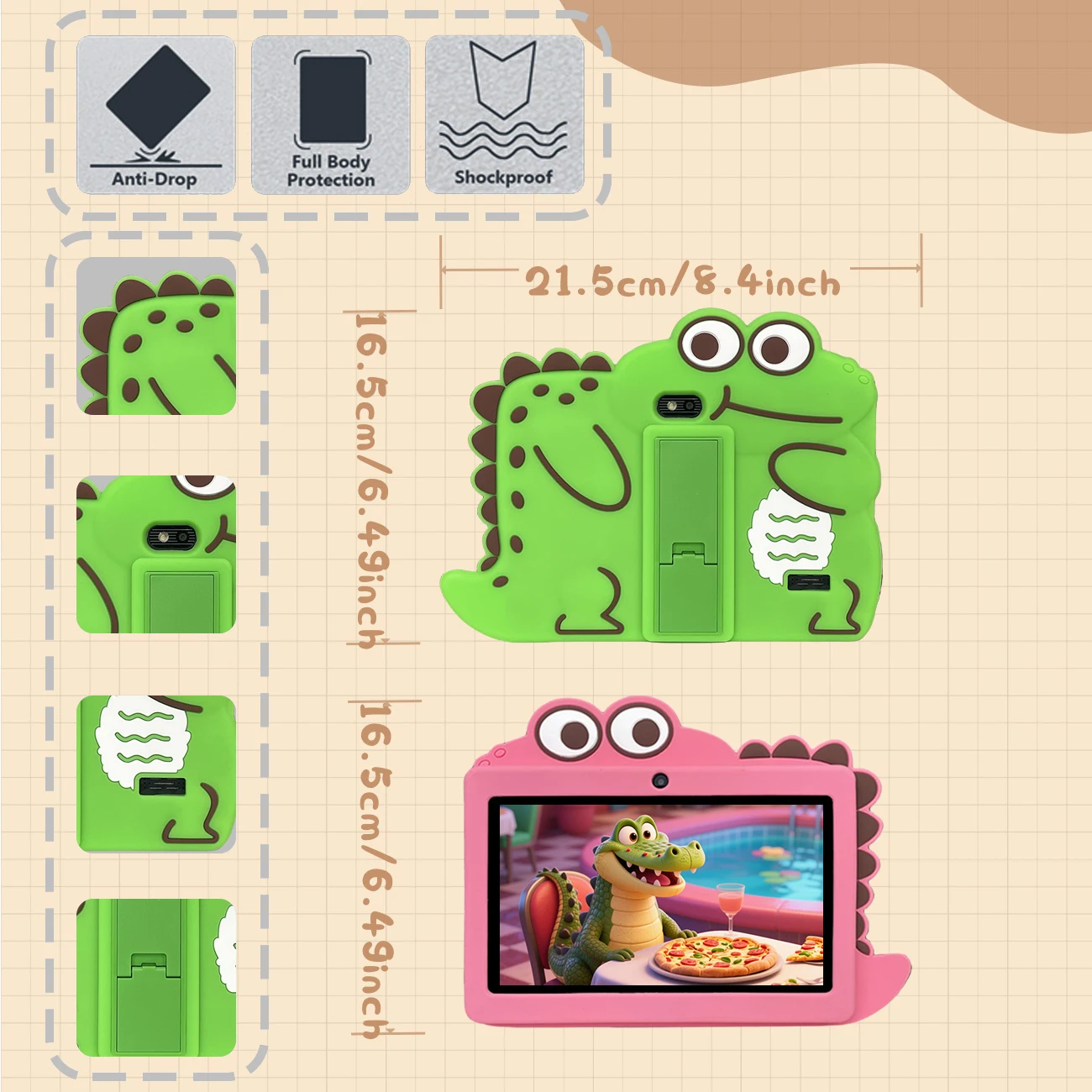 هدية للأطفال تابلت للأطفال مقاس 7 بوصات مثبت مسبقًا مع معرفة IWAWA متعددة المجلات والتحكم الآلي WIFI ضد السقوط