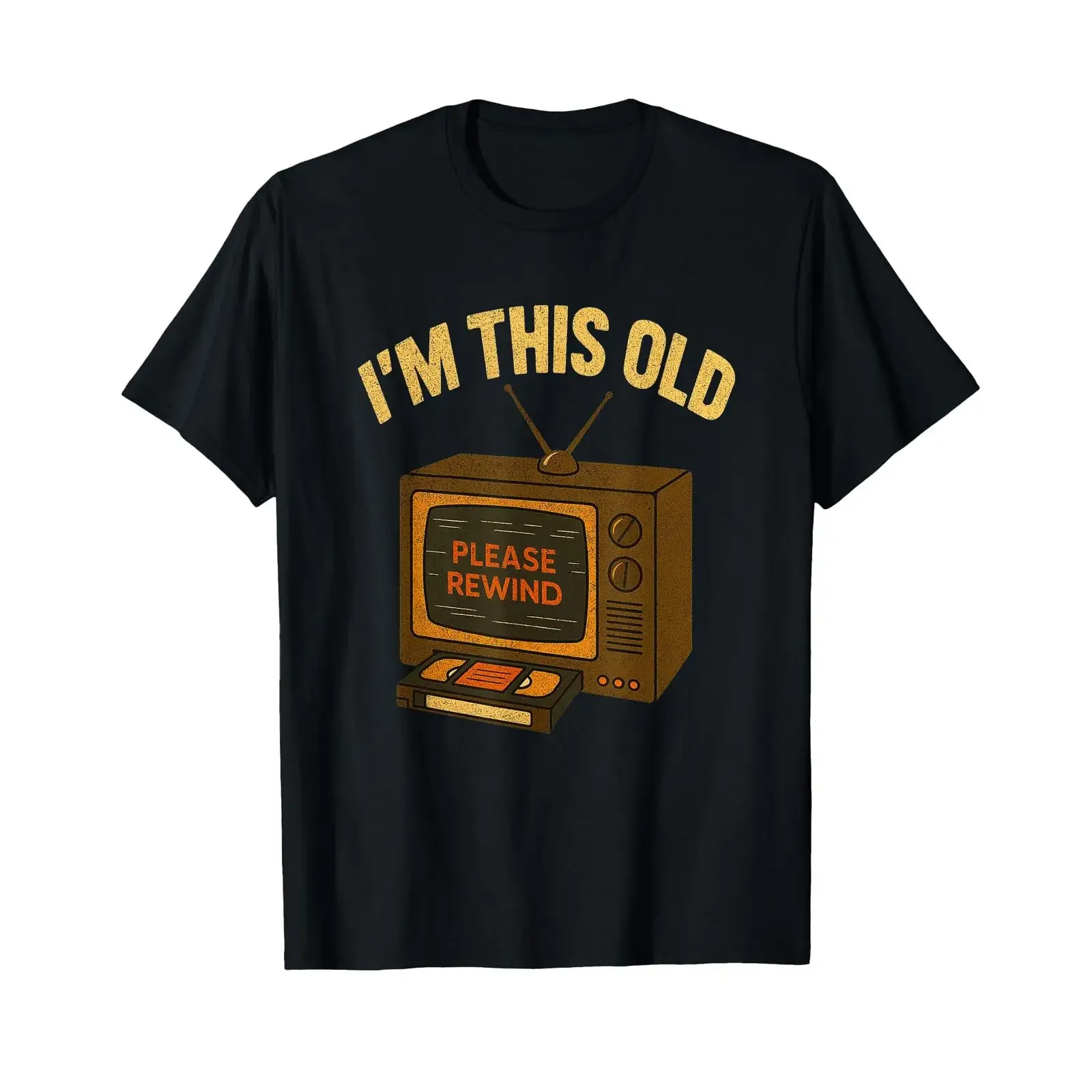 I'm This Old Please Rewind Funny 80s 90s Nostalgia VHS VCR T Shirt vintage Washed Breathable Comfortable Soft designer clothes