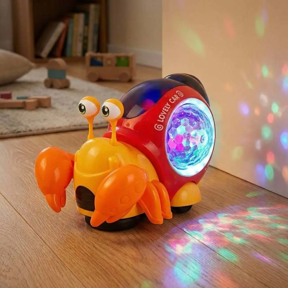 

Пластиковый светодиодный светящийся краб-робот для игр на животе с музыкой, танцующий краб-отшельник/улитка, движущийся, светящийся